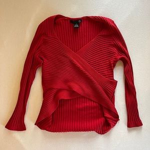 Red Criss-Cross Silk Nylon Sweater